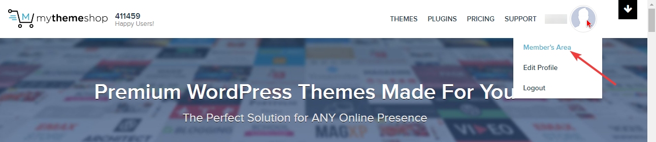 navigate to member's area