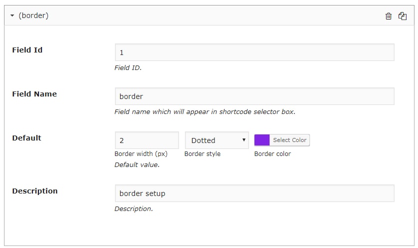 border settings filled