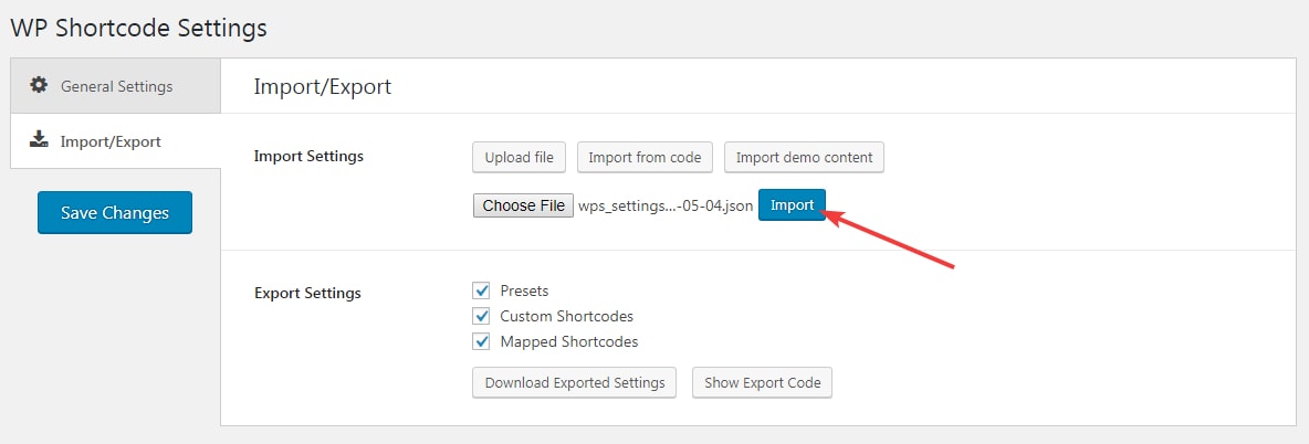 click import button json