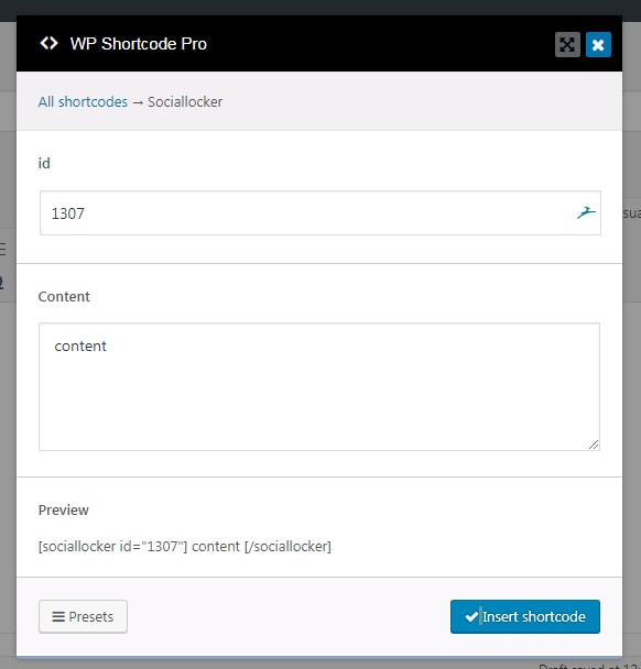 mapped shortcode setting