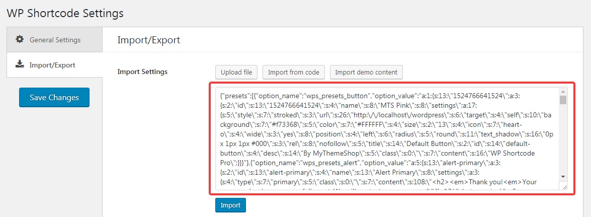 paste code in section