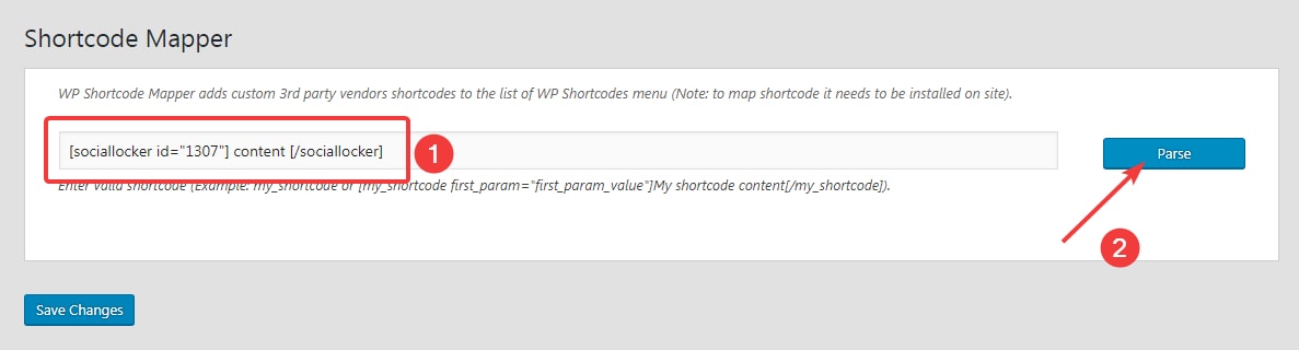 paste shortcode in mapper