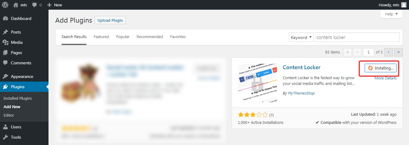 plugin install progress