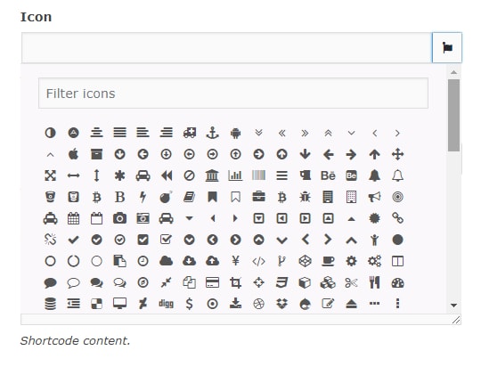 shortcode icons expaned
