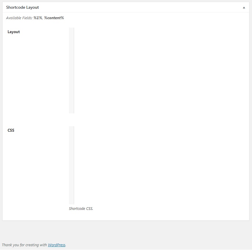 shortcode layout expanded