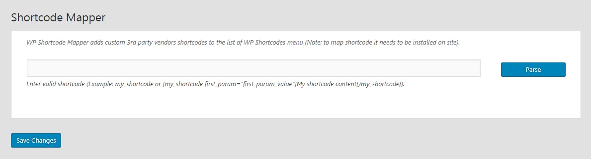 shortcode mapper settings