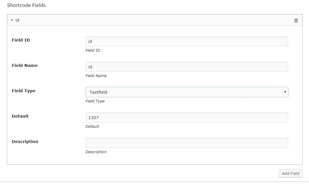 shortcode parameter settings
