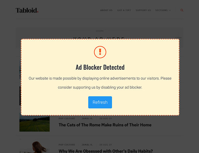 Detects Ad-Blocker
