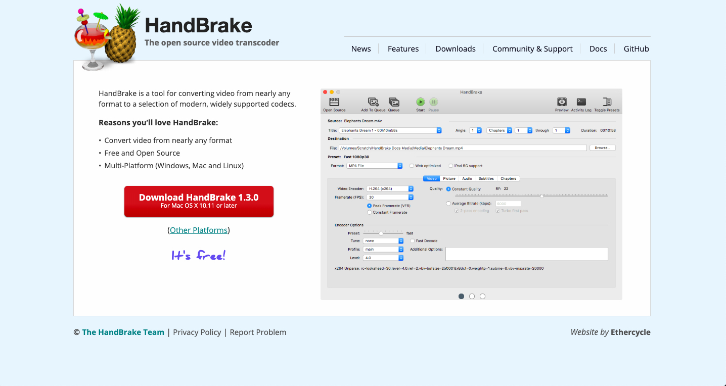 handbrake video compressor