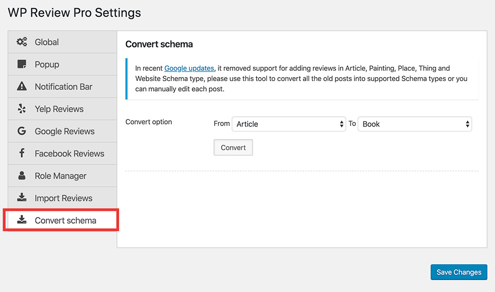 Convert Schema Types
