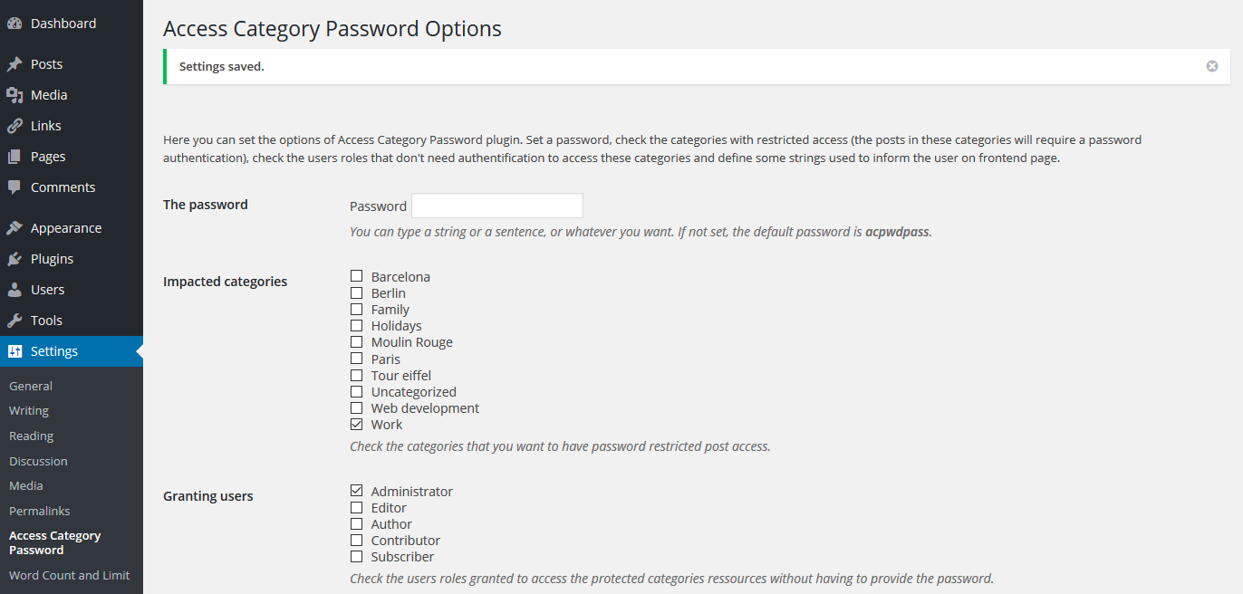 Access-Category-password-settings