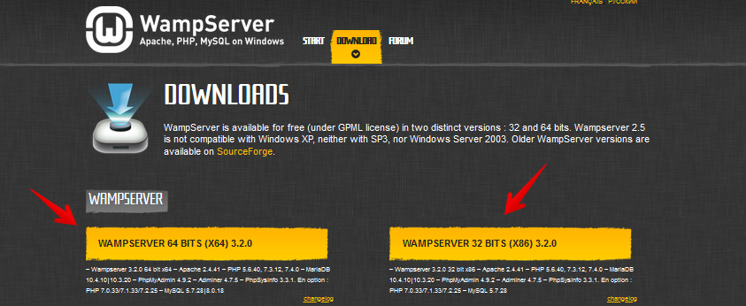 WampServer-downloads-page