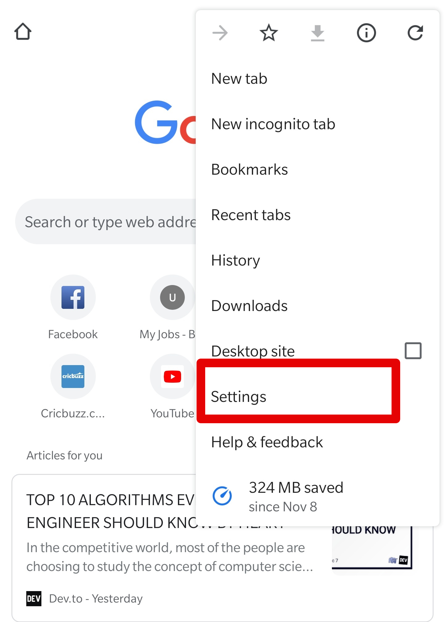 google chrome clear cache mobile