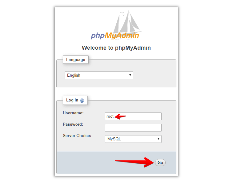 phpmyadmin default password