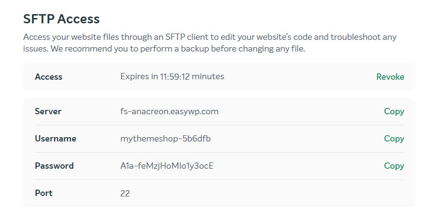 easywp timed sftp access