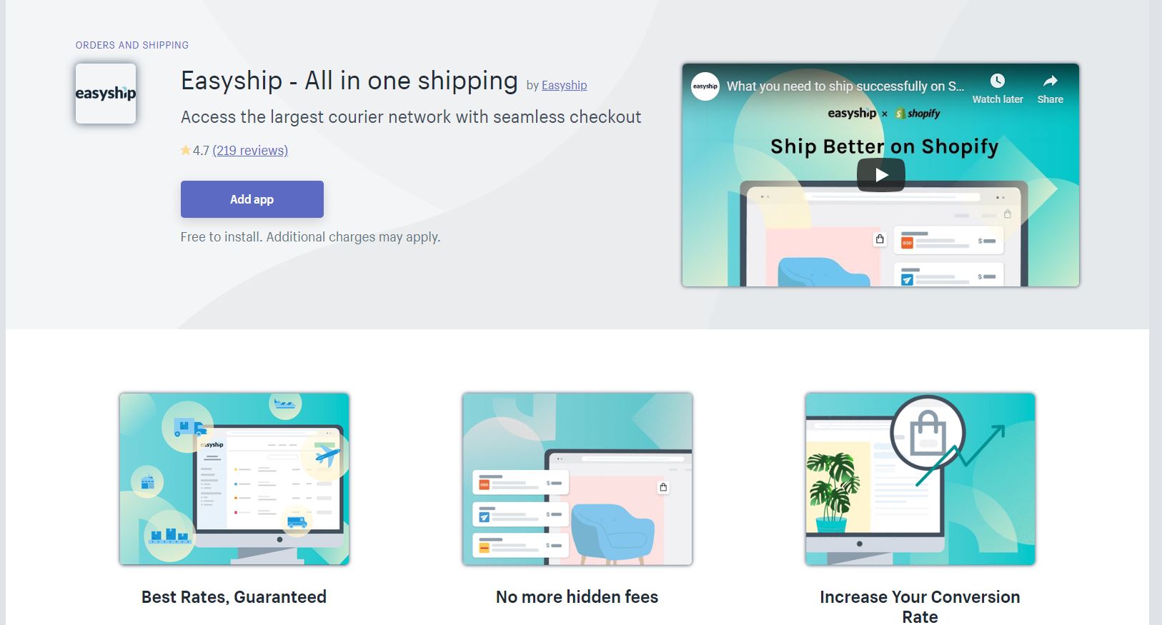 Easyship ‑ Shipping App with Free Plan, Shopify App