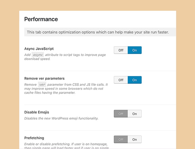 Dedicated Performance Options