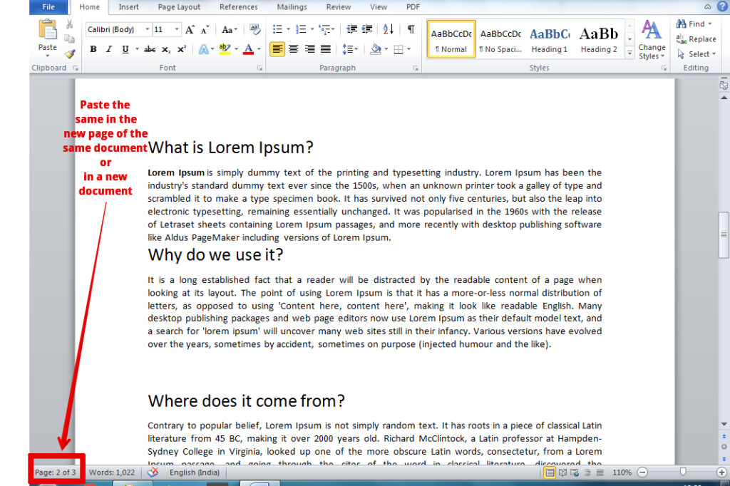 how to copy and paste in word with current margins
