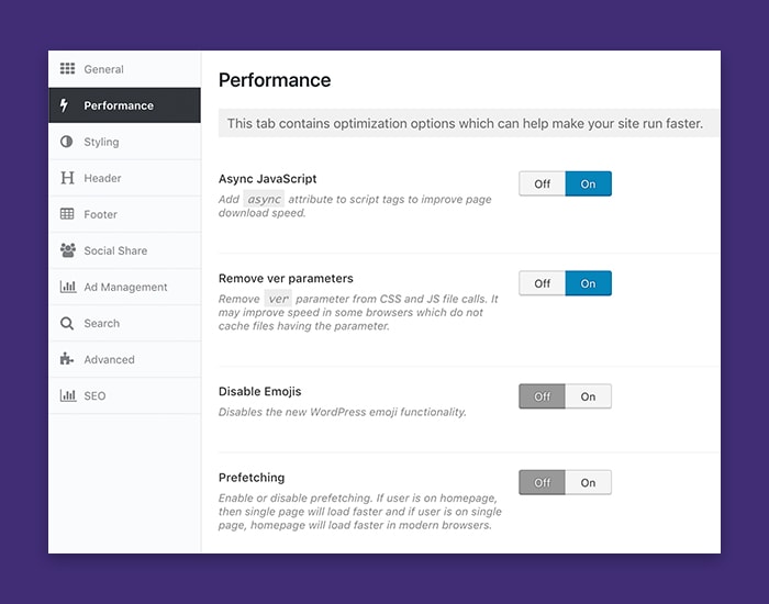 Dedicated Performance Options