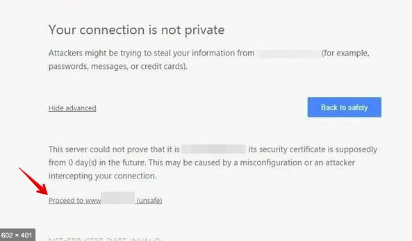 invalid server certificate in google chrome