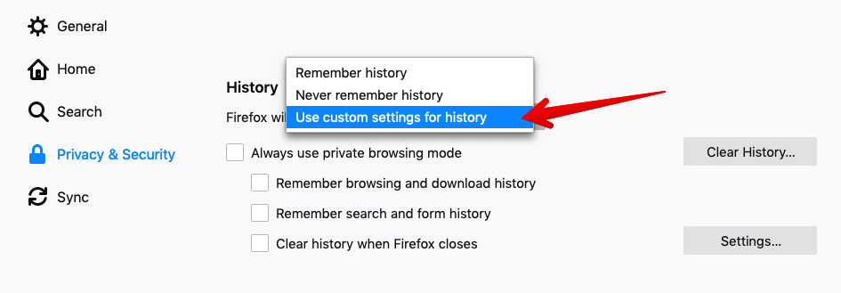 using-custom-options-for-history-in-firefox