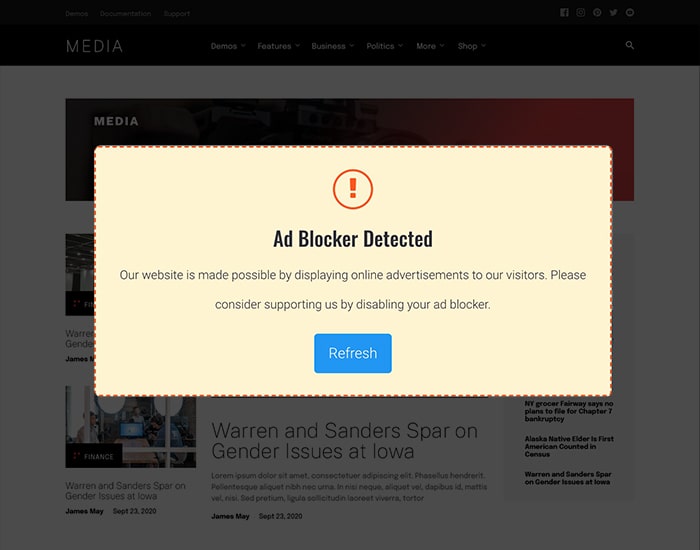 Detects Ad-Blocker