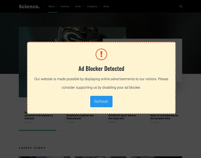 Detects Ad-Blocker