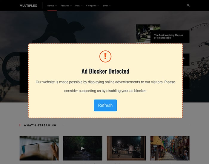 Detects Ad-Blocker