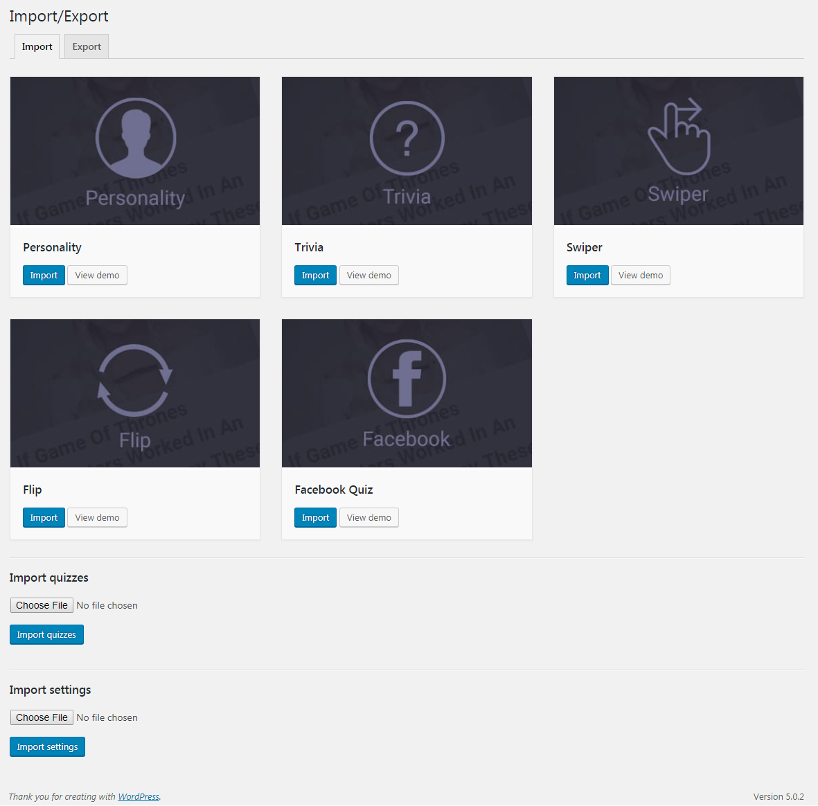 all-import-export-options