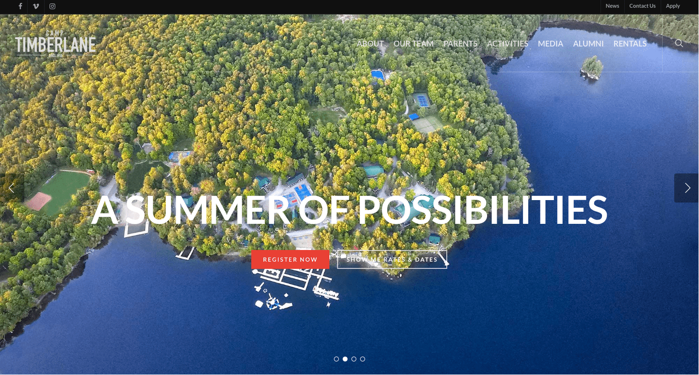 Camp Timberlane website made with Salient WordPress Theme