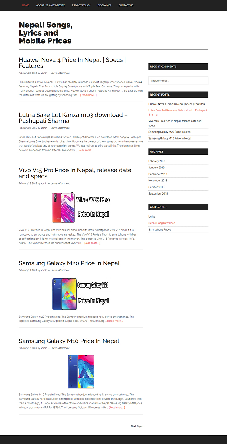 Nepali Songs, Lyrics and Mobile Prices
